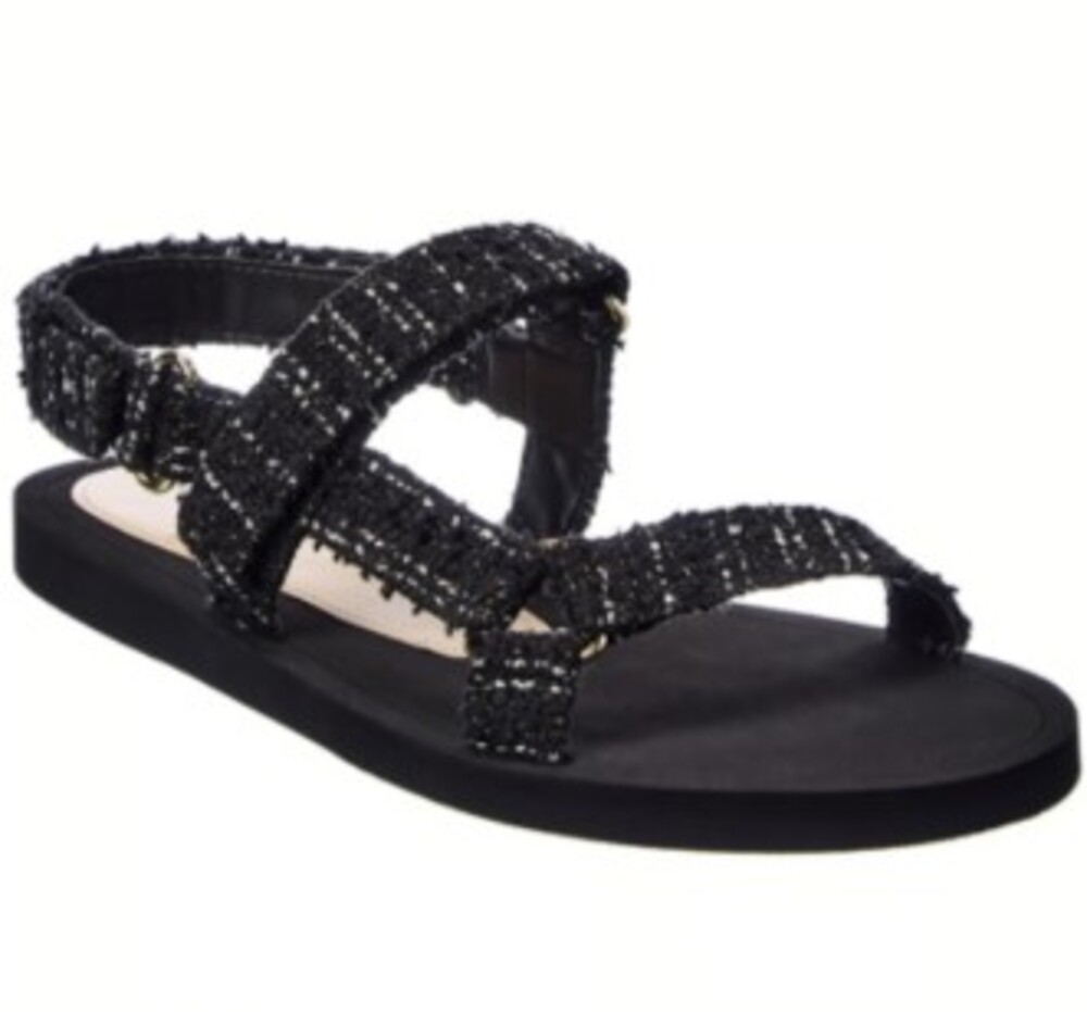 Stuart Weitzman Vail Sport Black Tweed Sandals - Size 6.5 - Excellent Condition
